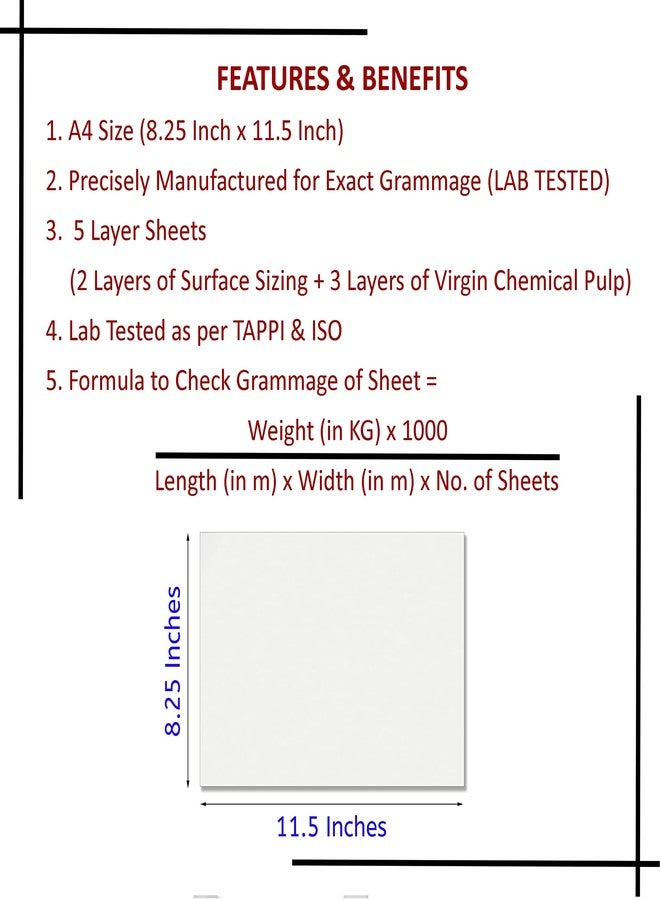 PG Creations Ivory Sheets A4 for Drawing, 8.3x11.7 Inch, A4 Size, Smooth Finish, 125 GSM, White, 50 Sheets - Image 2